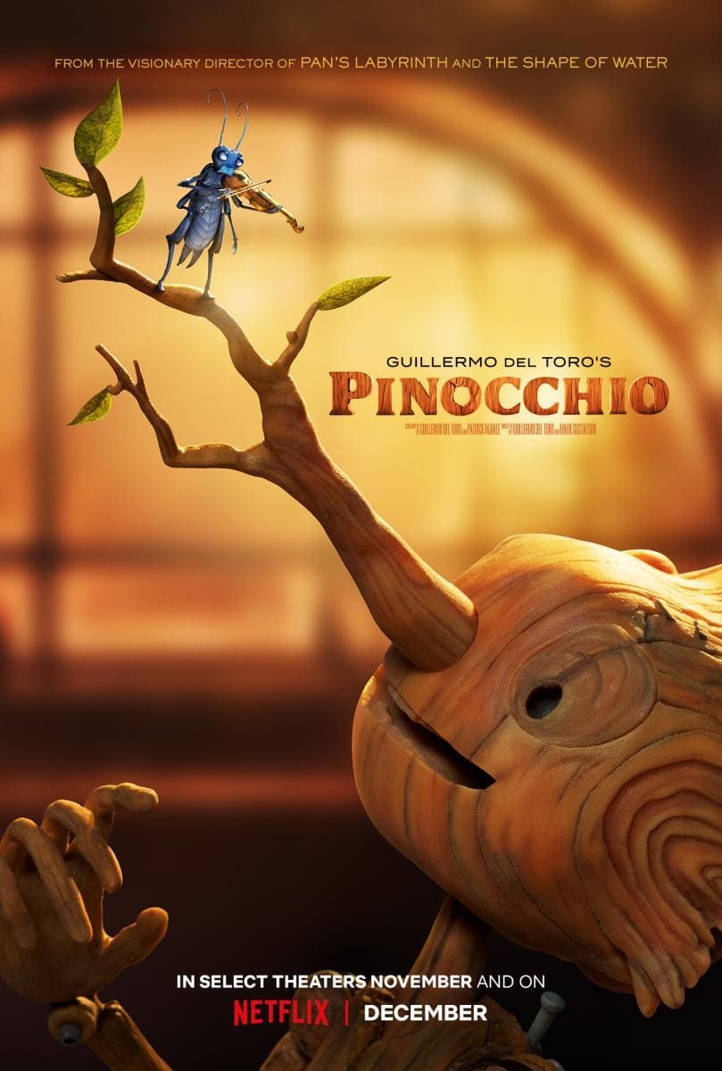 Portada película Pinocho de Guillermo del Toro, nominada a los Premios Oscar